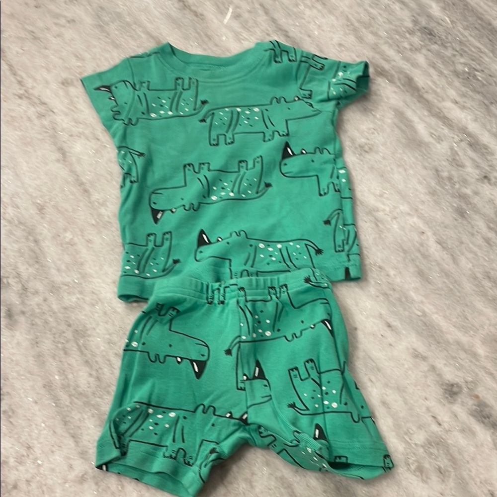 Green Dinosaur Print Toddler Outfit